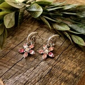 Brighton Pink Rhinestone Flower Earrings